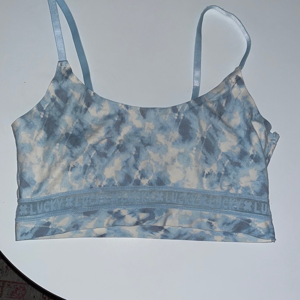 Luck Brand sport bra blue tie dye very soft material, stretchy and comfortable